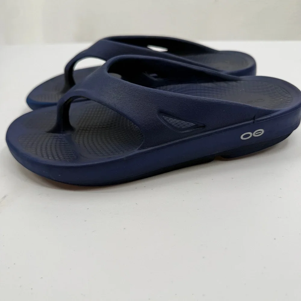 OOFOS Original Sandal Women Size 7 Mens 5 Navy Blue Recovery Thong Flip Flop